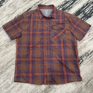 Mountain Hardwear Shirt Mens Large Plaid Drummond Short‎ Sleeve Camp Button Up